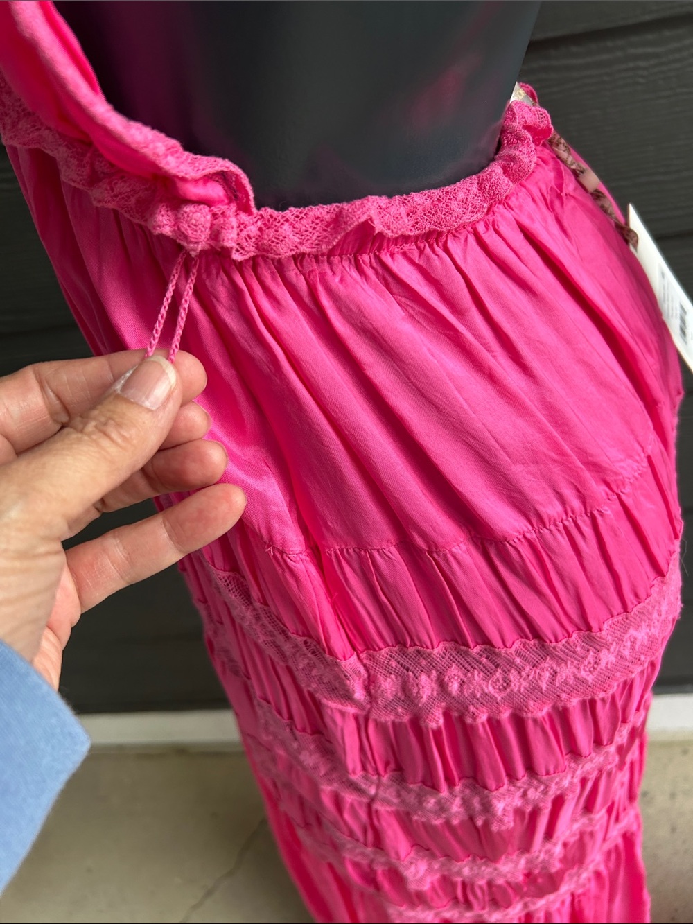 LoveShackFancy Hot Pink Halter Maxi Dress - As Is - Picture 4 of 16